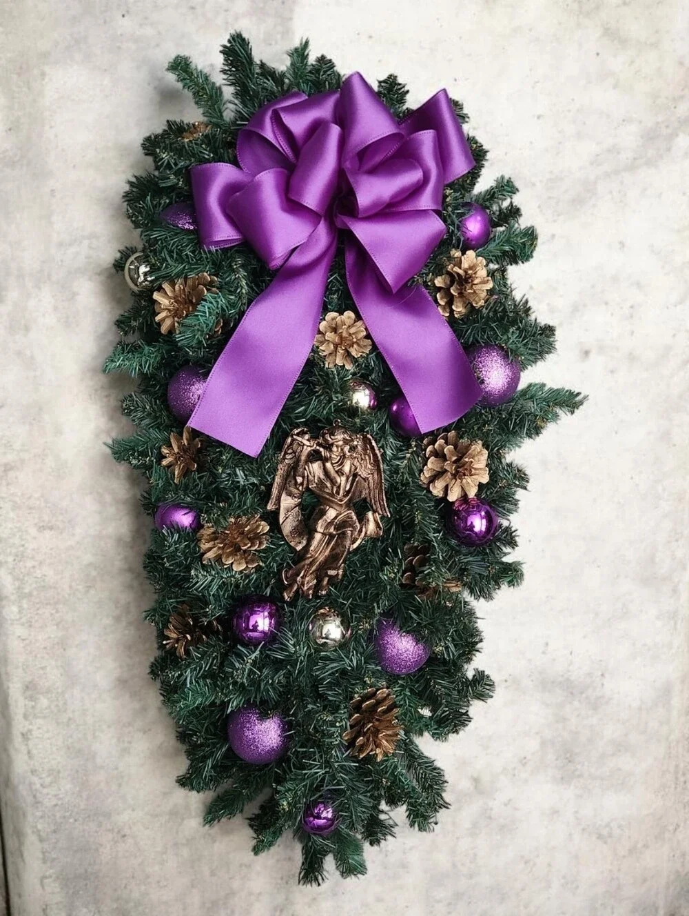 Handmade Purple & Gold Angel Christmas Swag